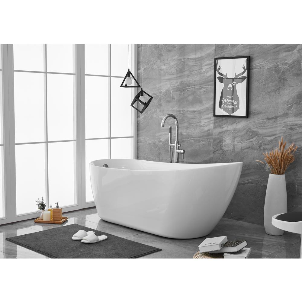 70 Inch Soaking Single Slipper Bathtub In Glossy White. Picture 2