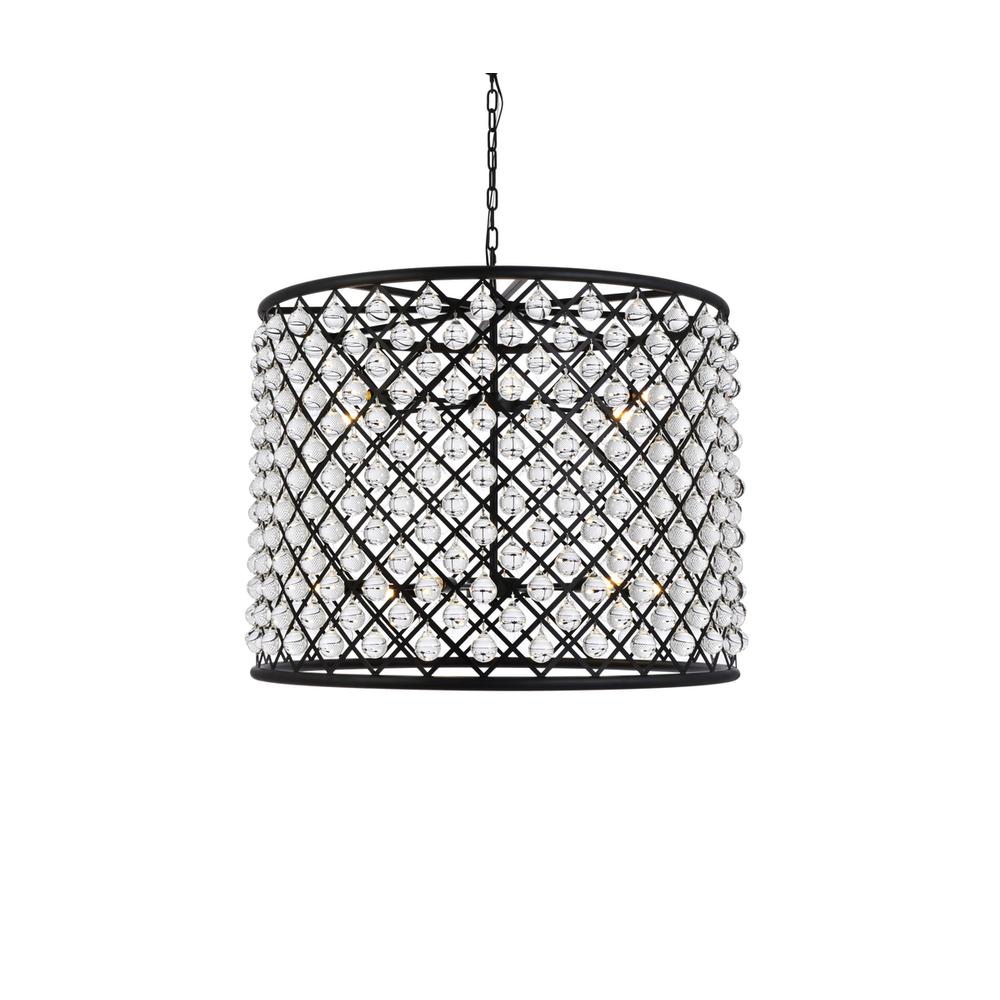 Madison 12 Light Matte Black Chandelier Clear Royal Cut Crystal. Picture 2