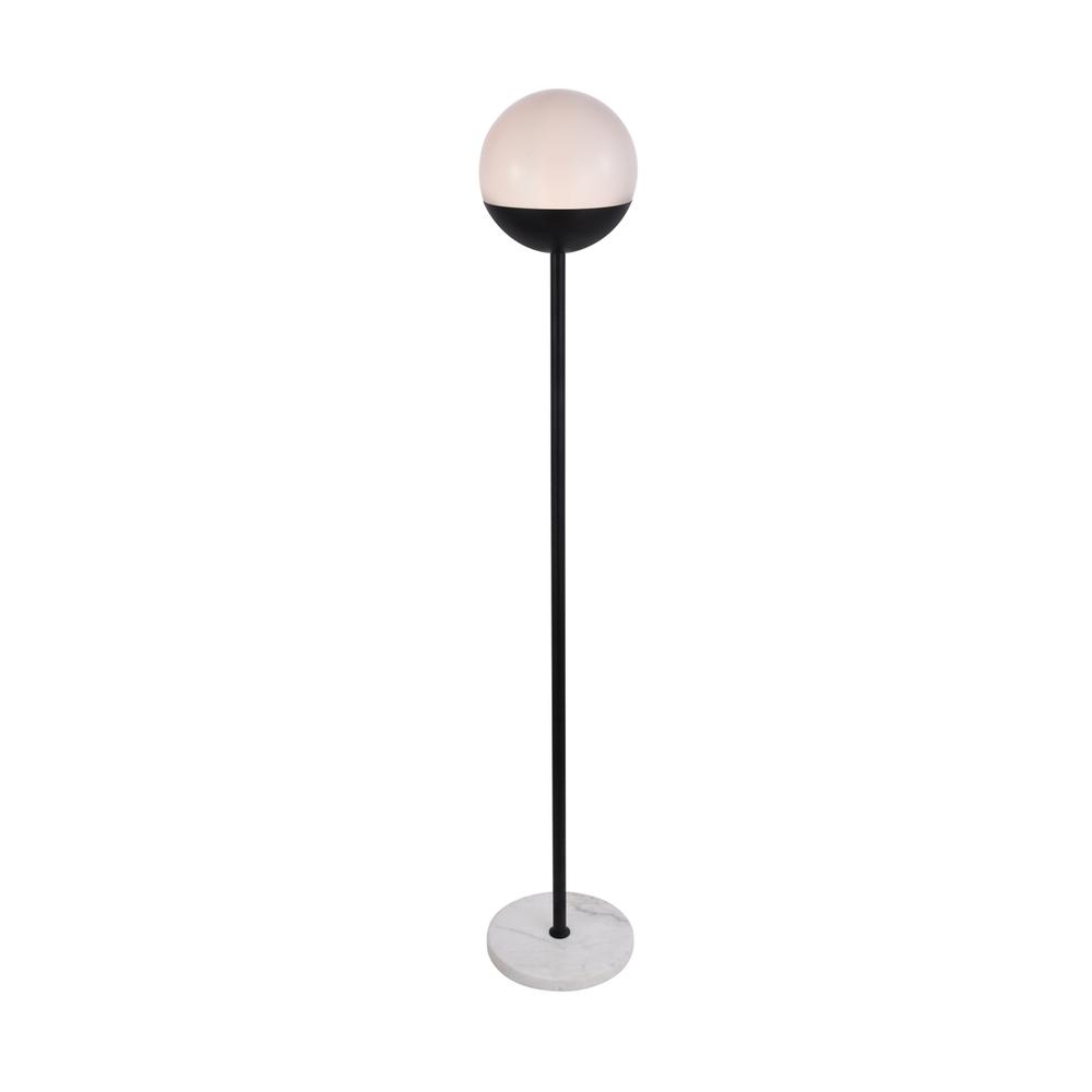 Eclipse 1 Light Black Floor Lamp With Frosted White Glass. Picture 2
