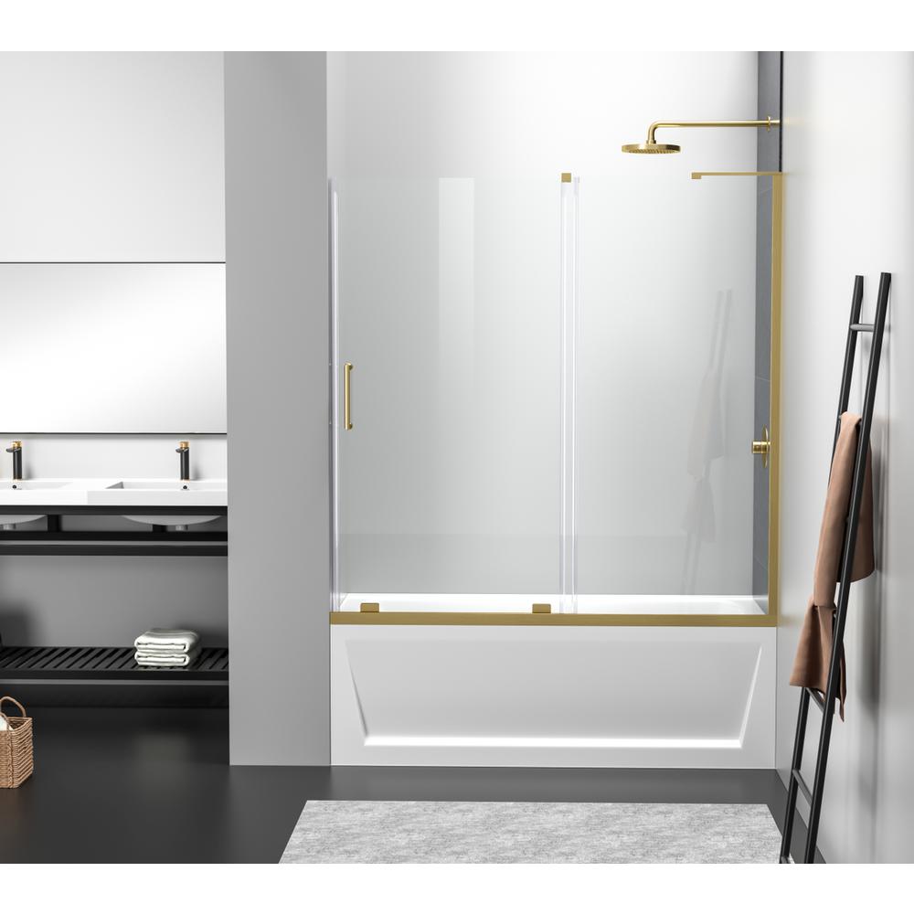 Frameless Tub Door 60 X 60 Brushed Gold. Picture 1