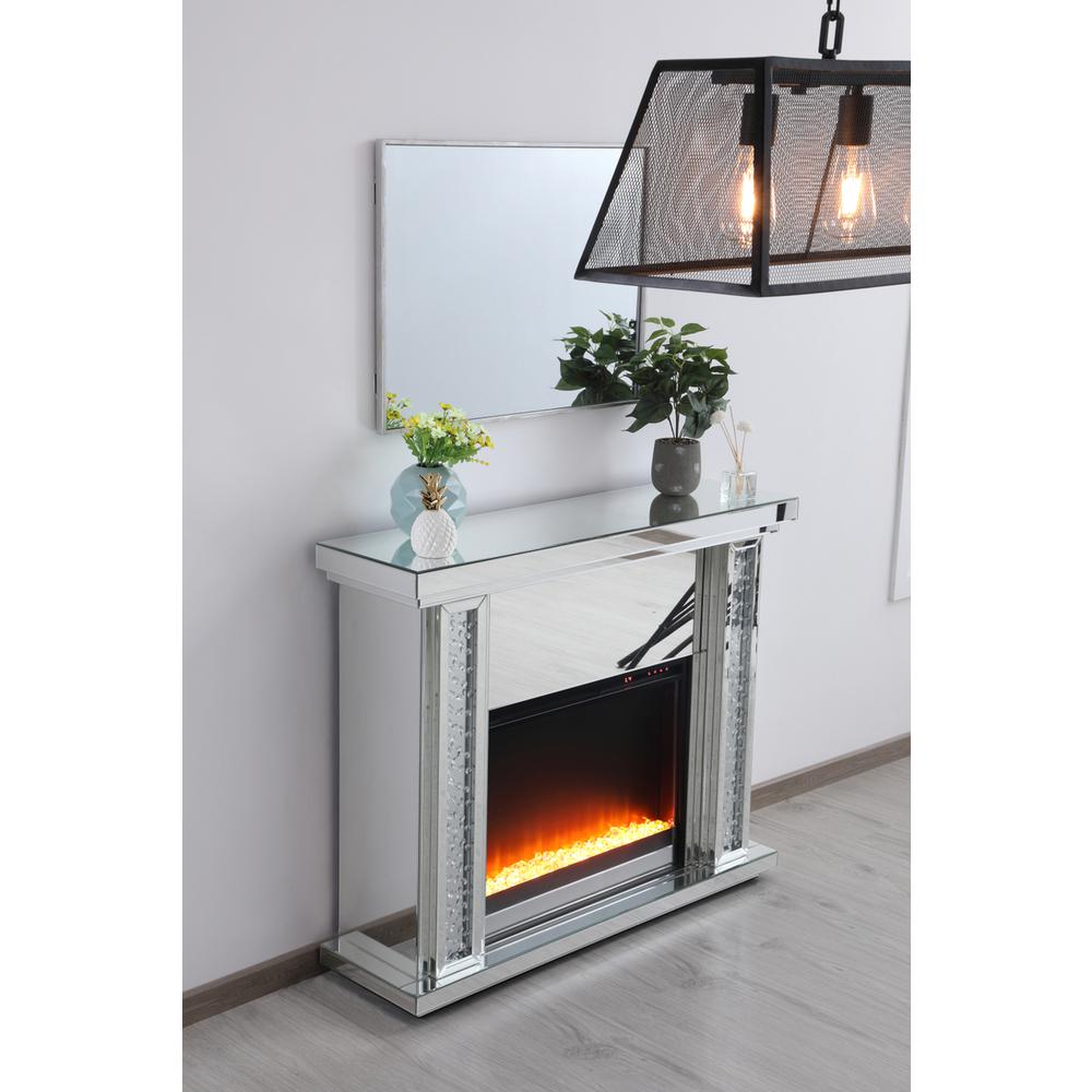 47.5 In. Crystal Mirrored Mantle With Crystal Insert Fireplace. Picture 6