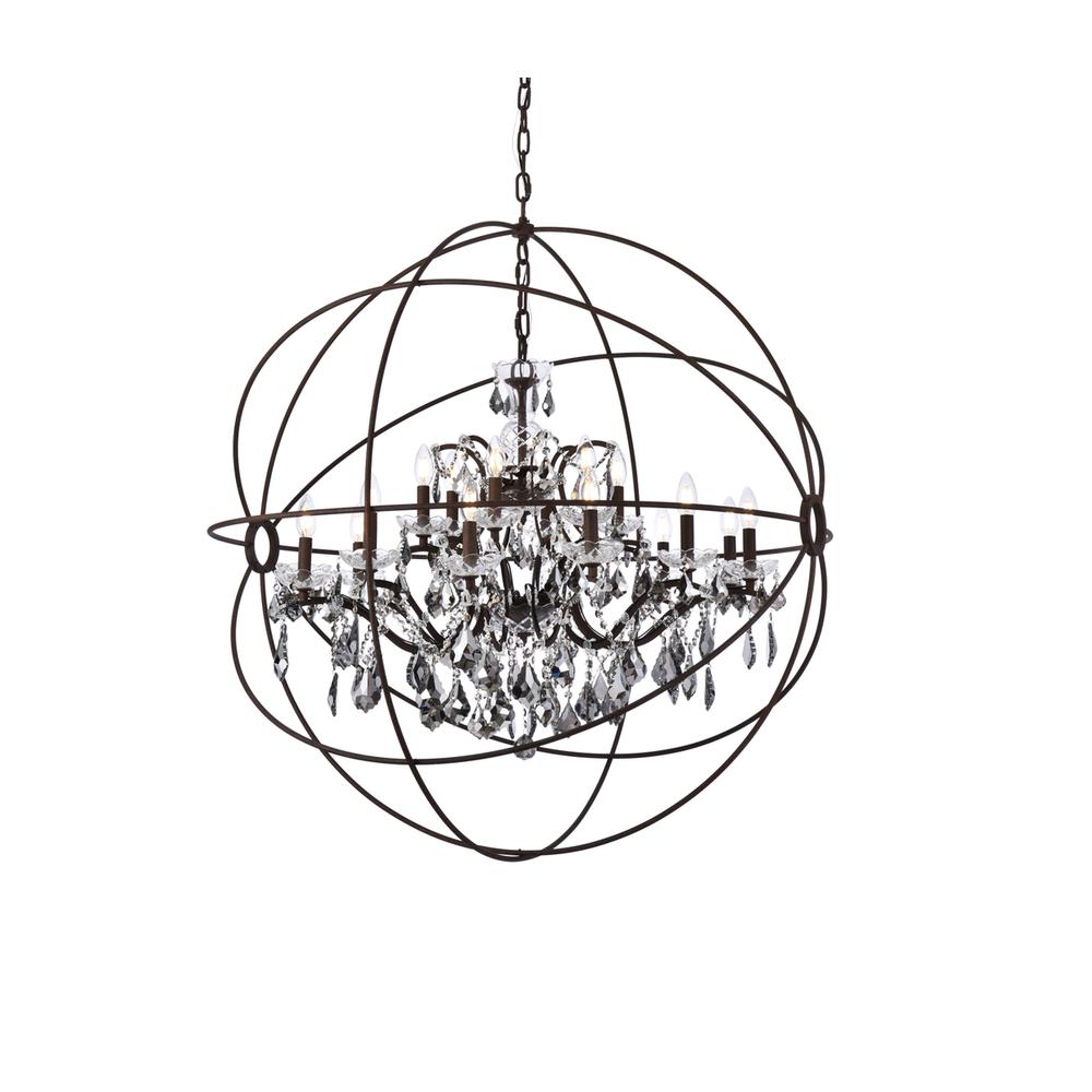 Geneva 18 Light Rustic Intent Chandelier Silver Shade (Grey) Royal Cut Crystal. Picture 2