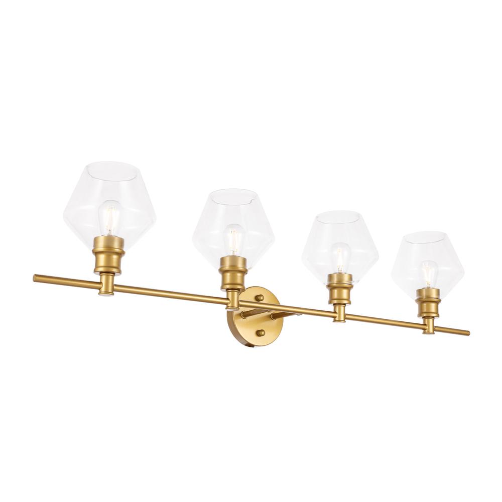 Gene 4 Light Brass And Clear Glass Wall Sconce. Picture 5