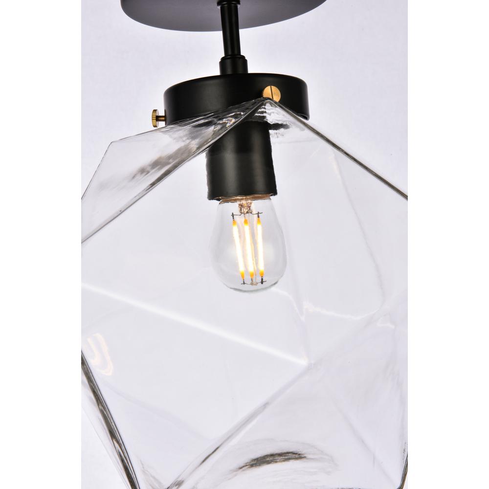 Lawrence 1 Light Black And Clear Glass Flush Mount. Picture 1