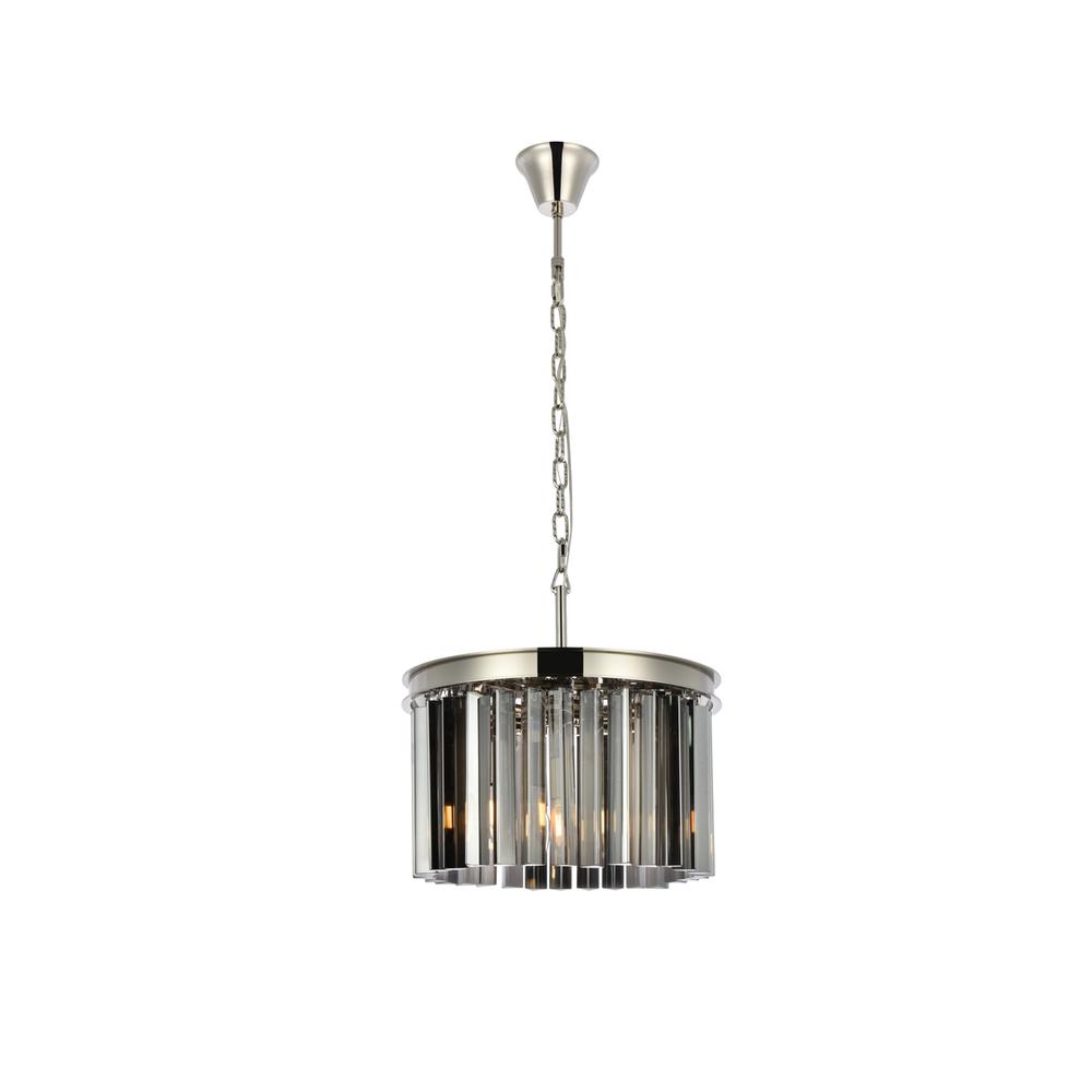 Sydney 3 Light Polished Nickel Pendant Silver Shade (Grey) Royal Cut Crystal. Picture 1