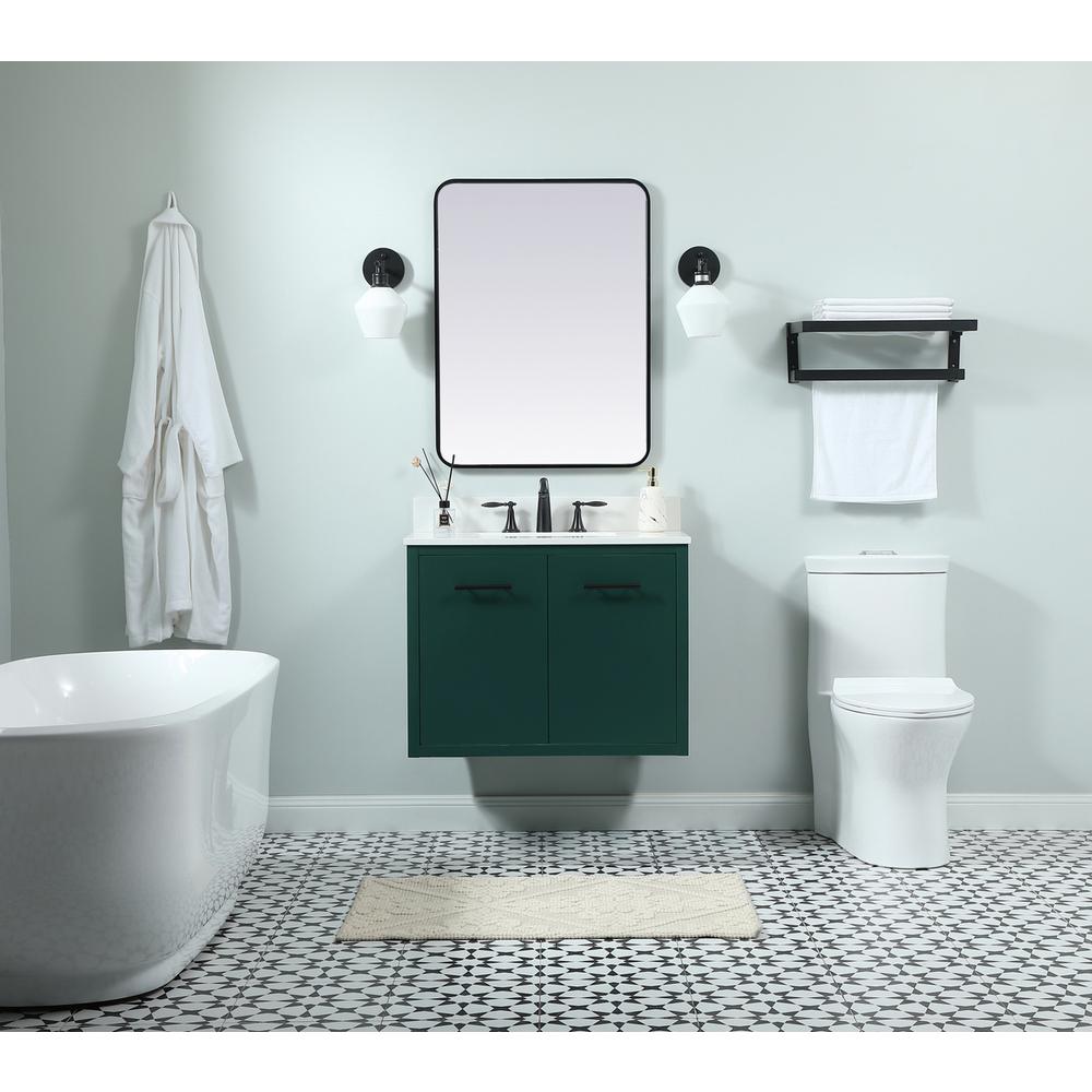 30 Inch Single Bathroom Vanity In Green With Backsplash. Picture 7