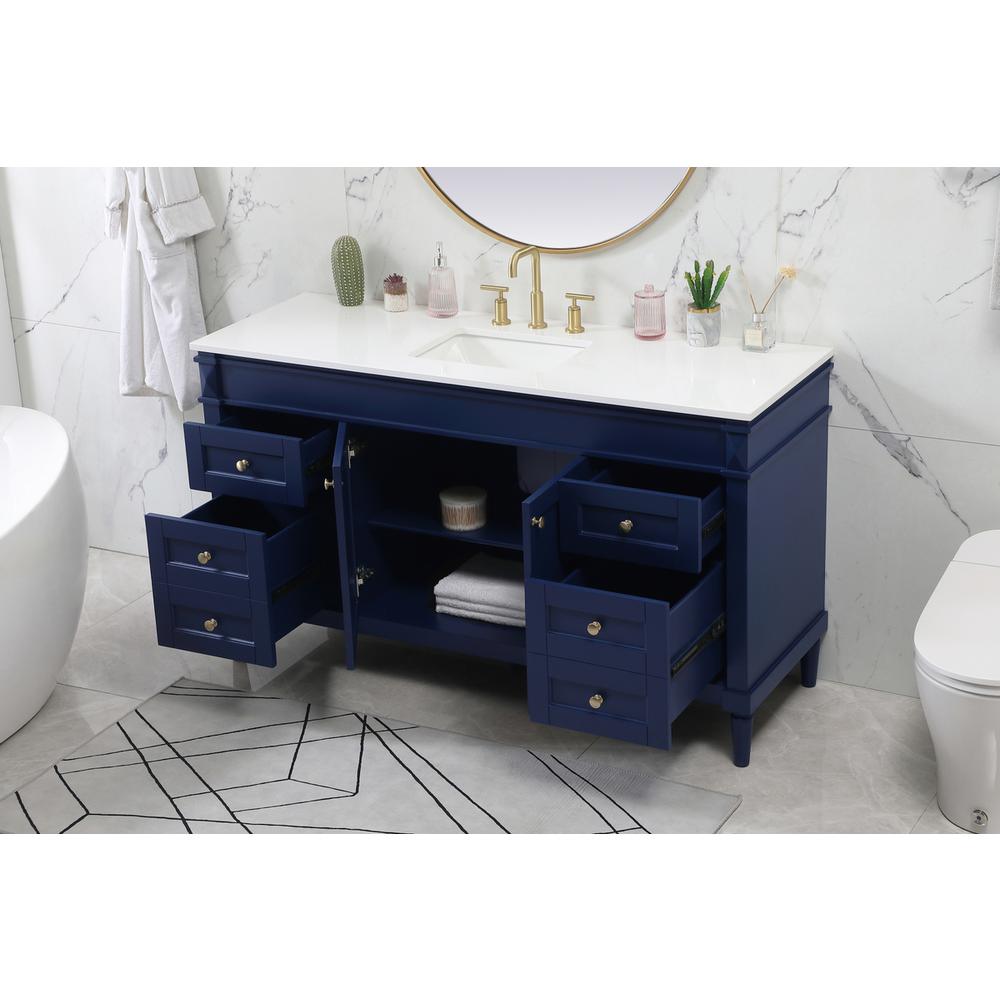 60 Inch Single Bathroom Vanity In Blue. Picture 3