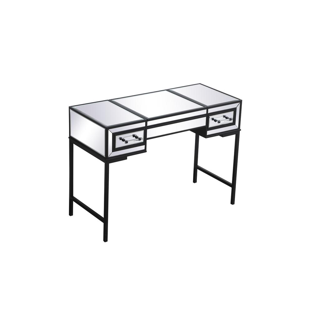 42 Inch Mirrored Flip Top Vanity Table In Black. Picture 5