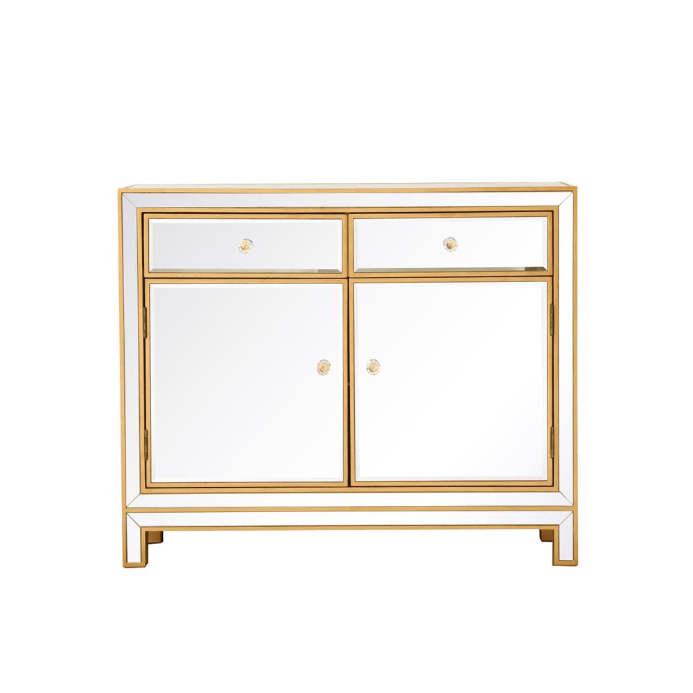 End Table 2 Drawers 2 Doors 38In. W X 12In. D X 32In. H In Gold. Picture 1