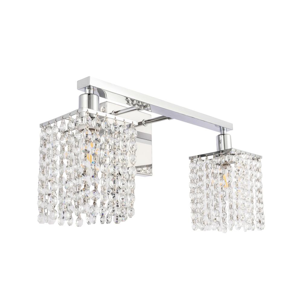 Phineas 2 Light Chrome And Clear Crystals Wall Sconce. Picture 7