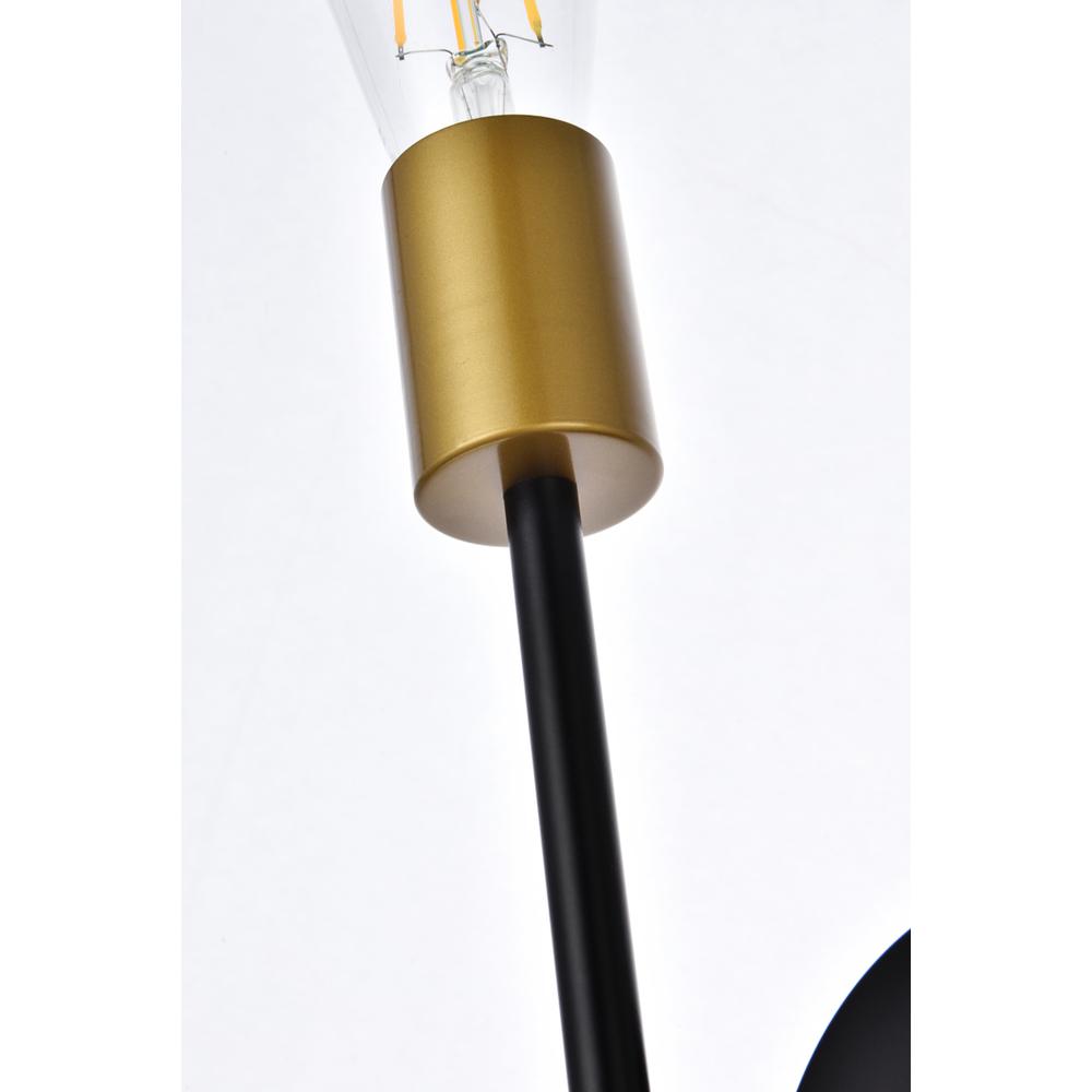 Armin 2 Lights Wall Sconce In Black With Brass. Picture 5