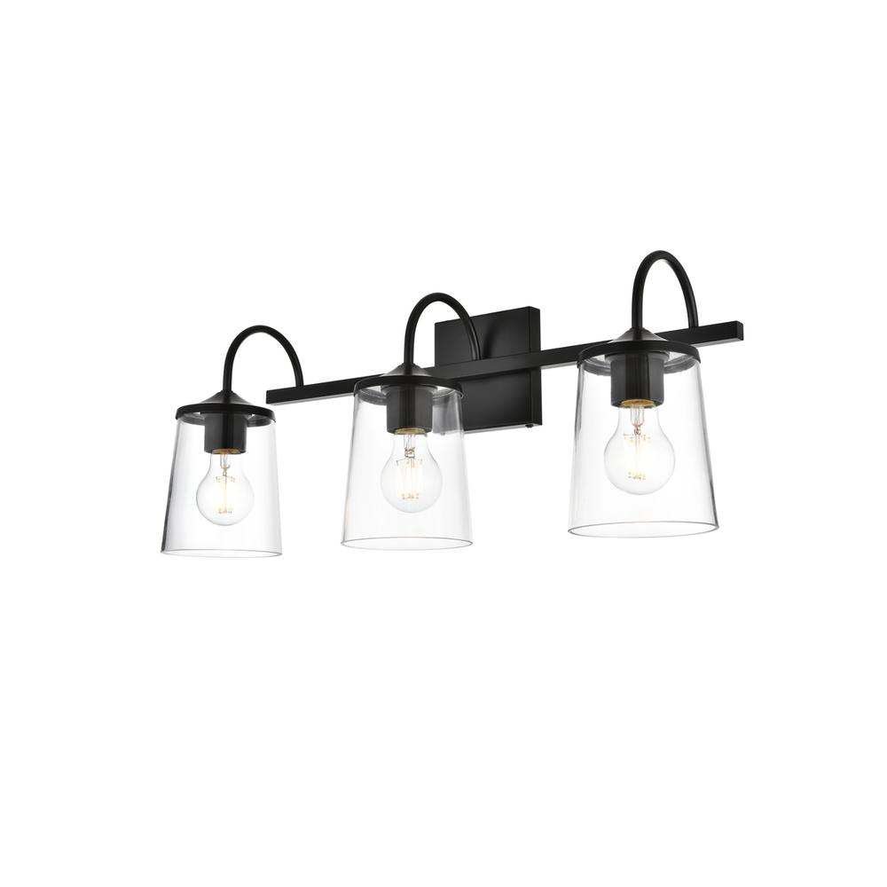 Avani 3 Light Black And Clear Bath Sconce. Picture 2