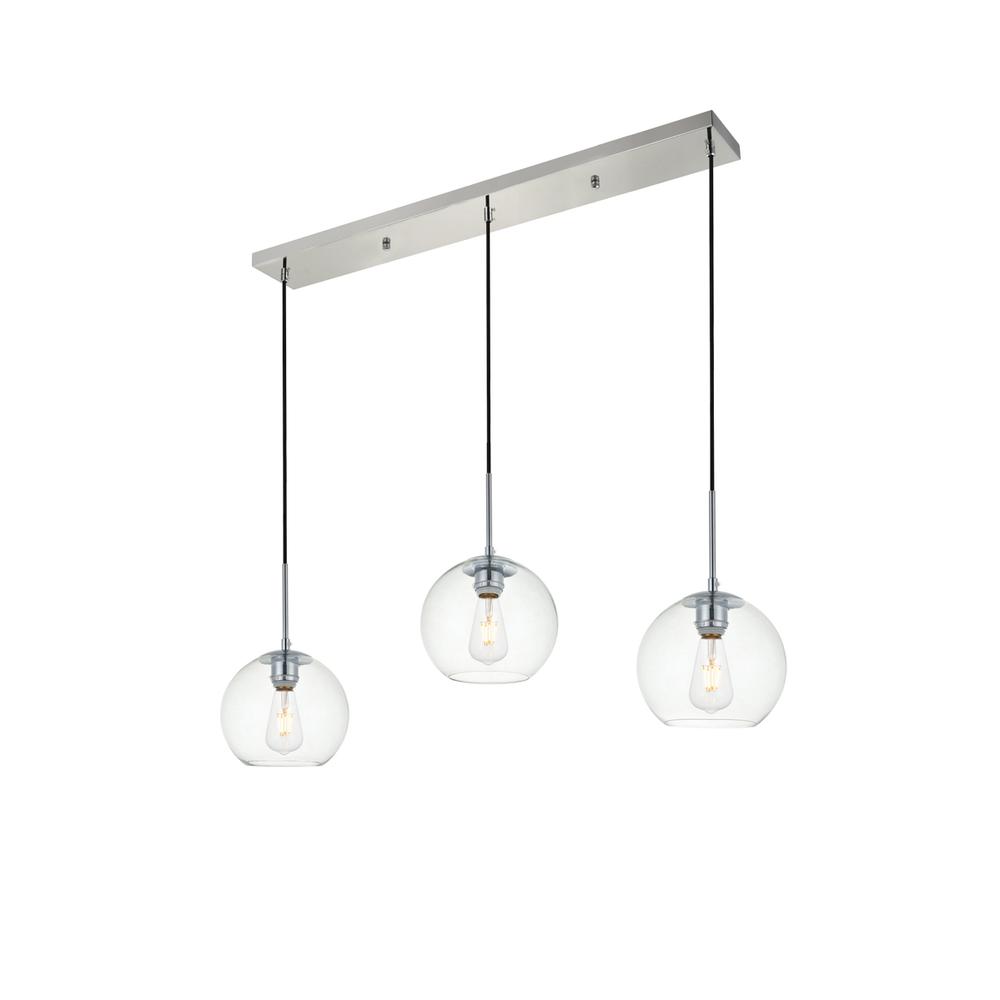 Baxter 3 Lights Chrome Pendant With Clear Glass. Picture 2