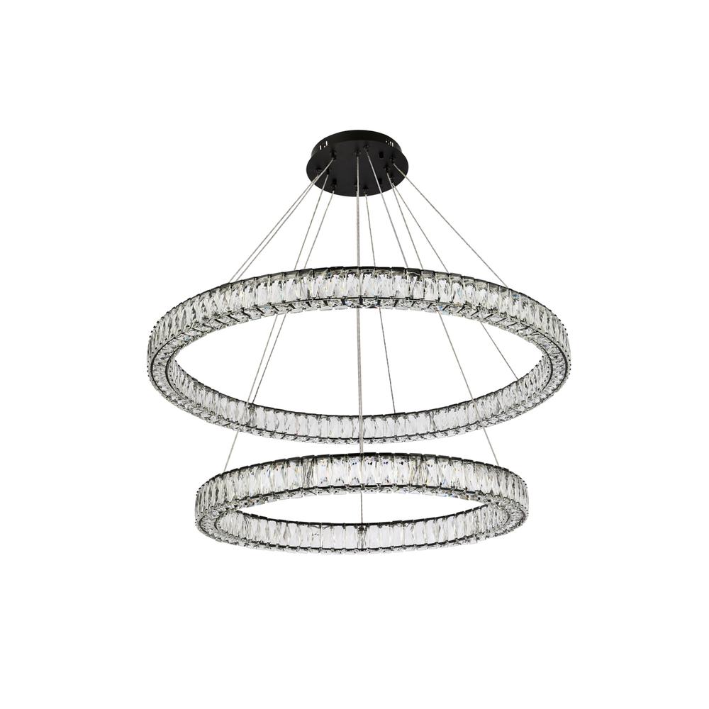 Monroe 42 Inch Led Round Double Ring Pendant In Black. Picture 6