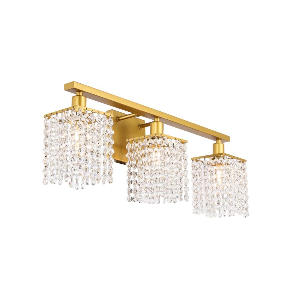 Phineas 3 Light Brass And Clear Crystals Wall Sconce. Picture 6