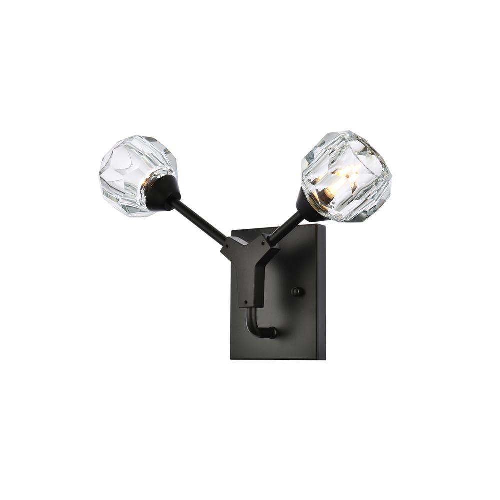 Zayne 2 Light Wall Sconce In Black. Picture 2