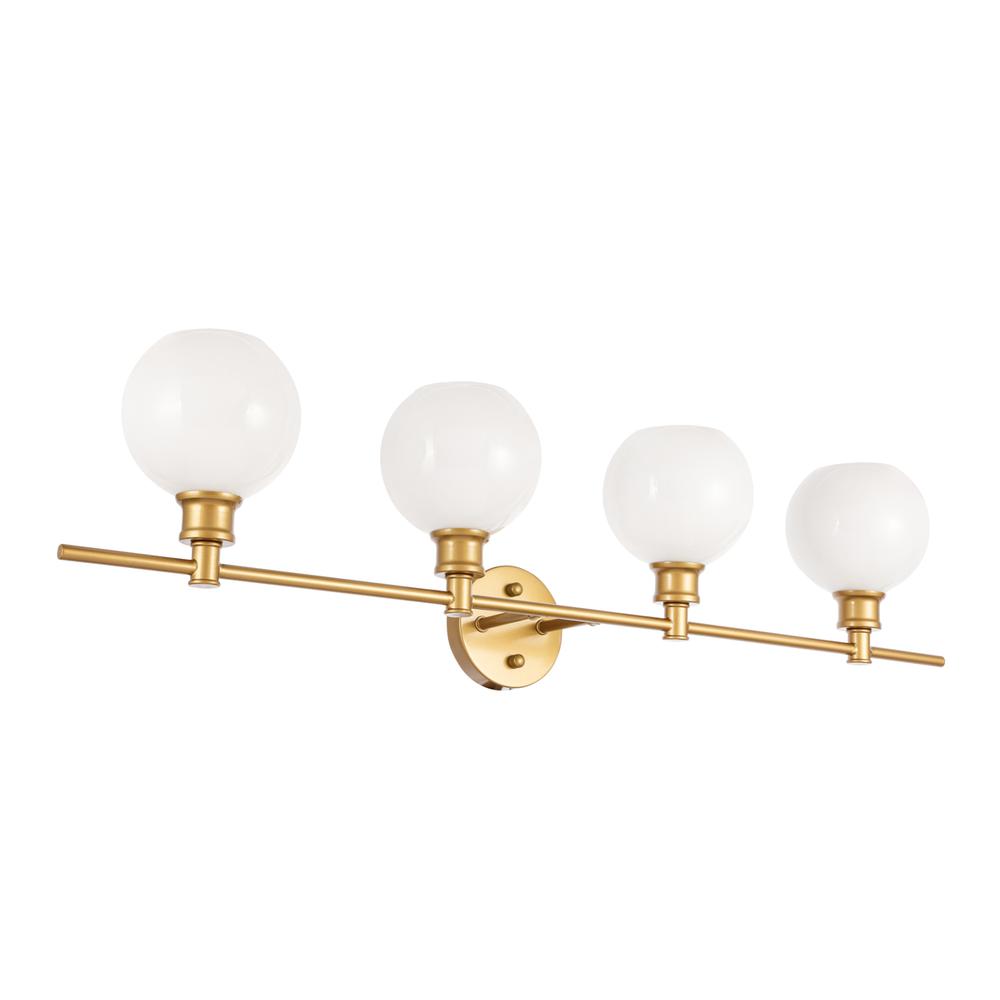 Collier 4 Light Brass And Frosted White Glass Wall Sconce. Picture 6