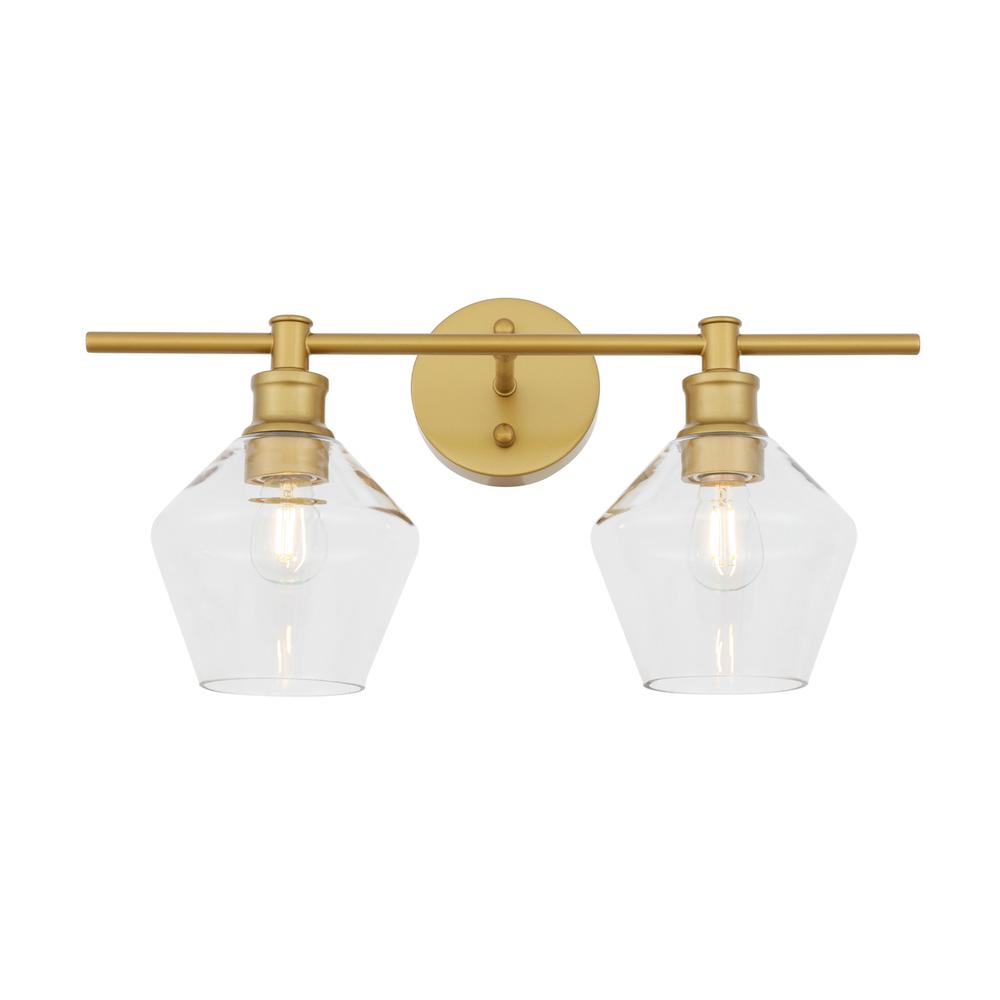 Gene 2 Light Brass And Clear Glass Wall Sconce. Picture 11