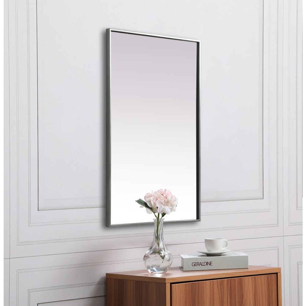 Metal Frame Rectangle Mirror 24X36 Inch In Silver. Picture 4