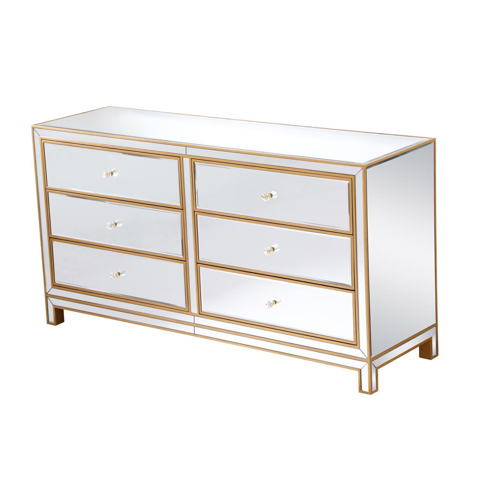 Cabinet 6 Drawers 60In. W X 18In. D X 32In. H In Gold. Picture 6