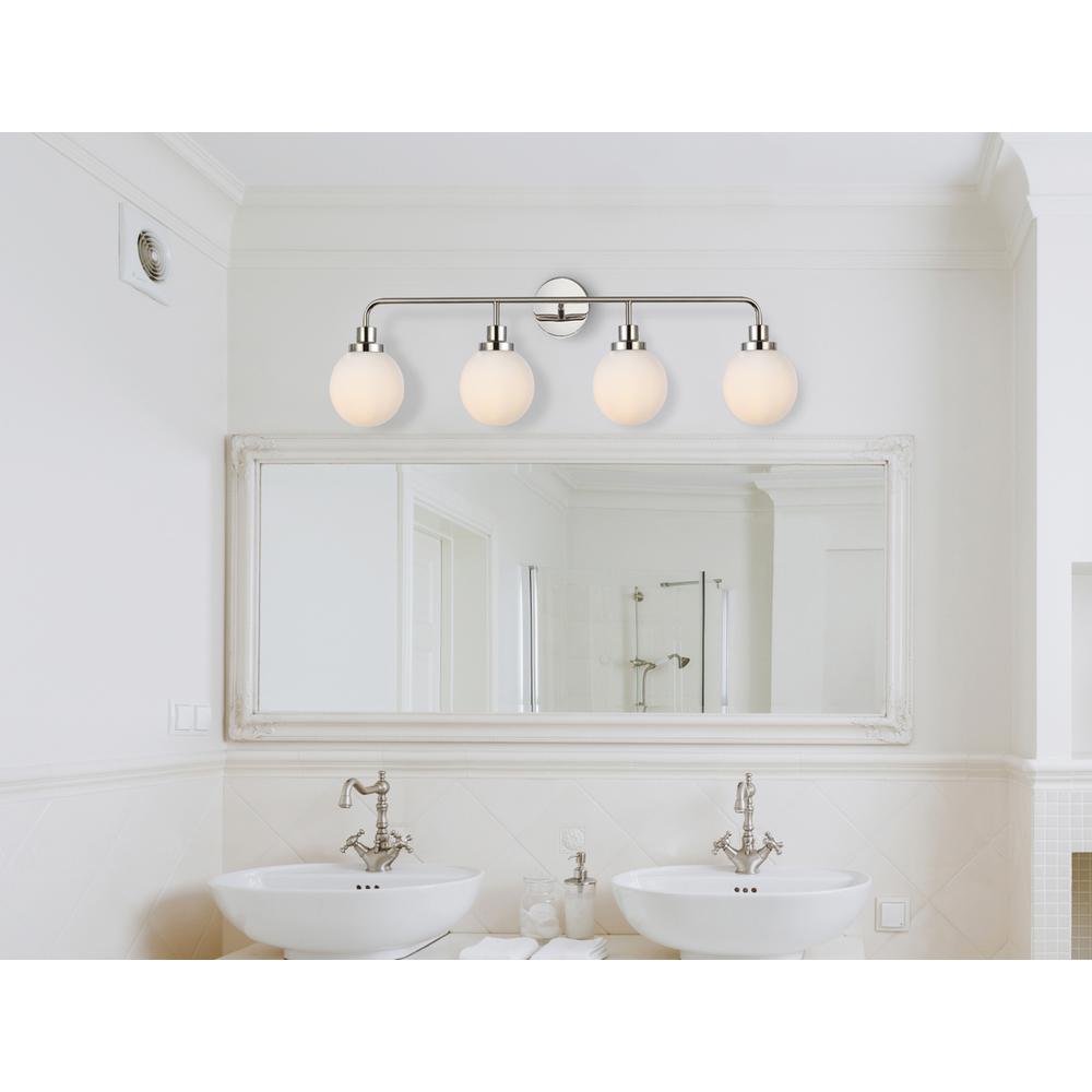 Hanson 4 Lights Bath Sconce In Polished Nickel With Frosted Shade. Picture 6