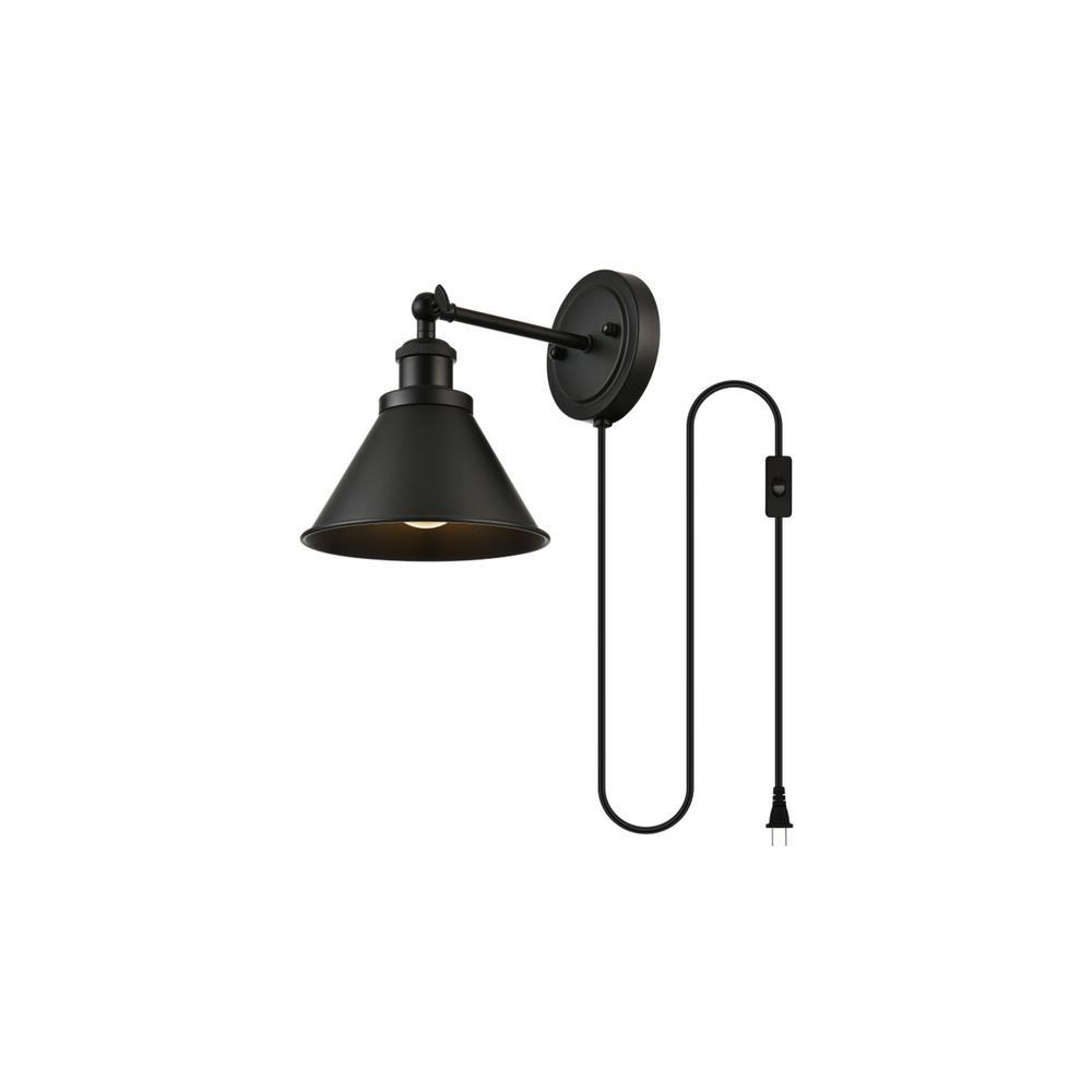 Blaise 1 Light Black Plug In Wall Sconce. Picture 2