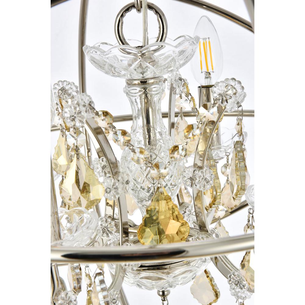 Geneva 4 Light Polished Nickel Pendant Golden Teak (Smoky) Royal Cut Crystal. Picture 4