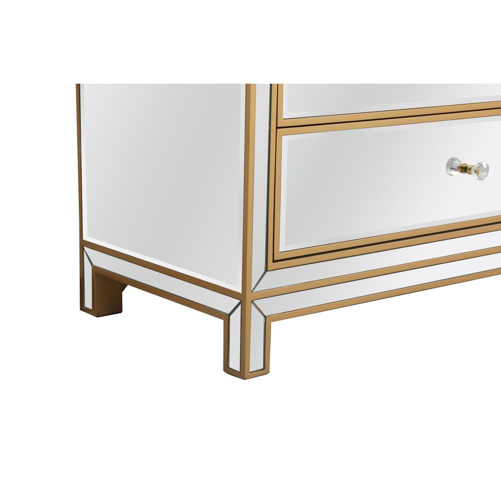 Reflexion 72 In. Mirrored Six Drawer Chest In Gold. Picture 8