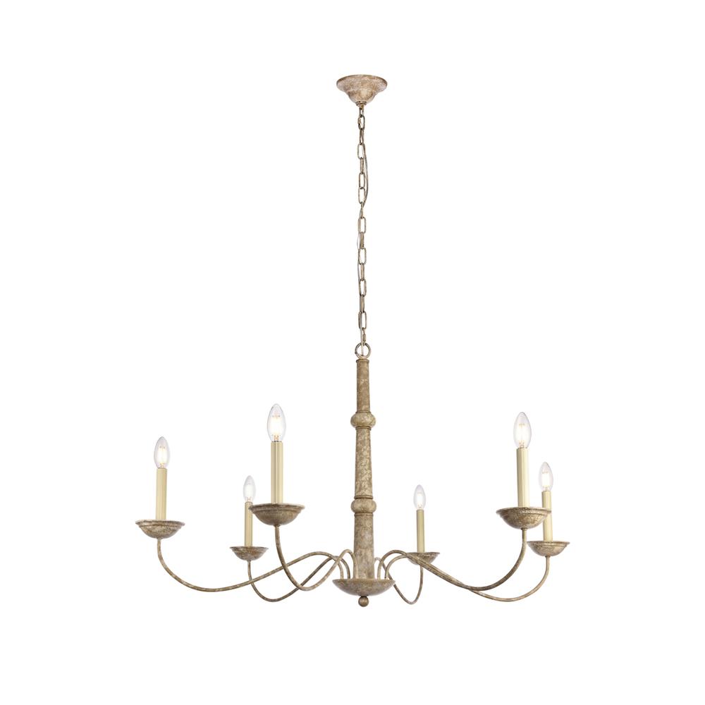 Merritt Collection Chandelier D39.8 H24 Lt:6 Weathered Dove Finish. Picture 1