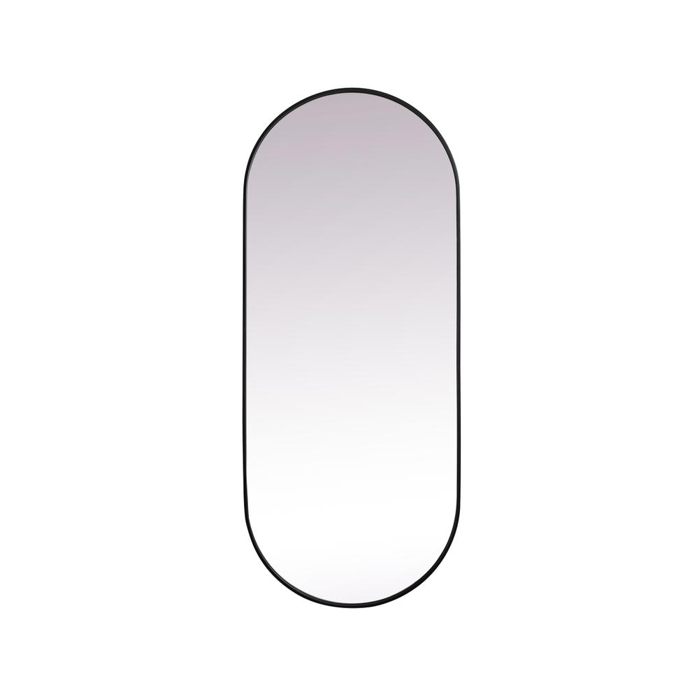Metal Frame Oval Mirror 30X72 Inch In Black. Picture 1