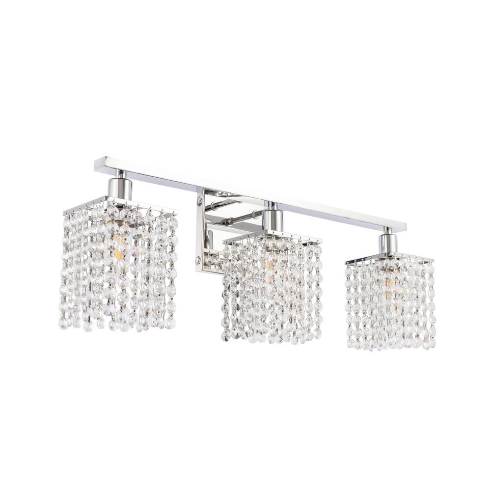 Phineas 3 Light Chrome And Clear Crystals Wall Sconce. Picture 5