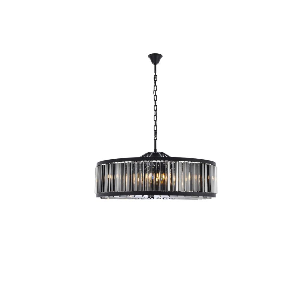 Chelsea 10 Light Matte Black Chandelier Silver Shade (Grey) Royal Cut Crystal. Picture 1