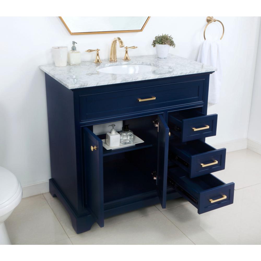 36 Inch Single Bathroom Vanity In Blue. Picture 4