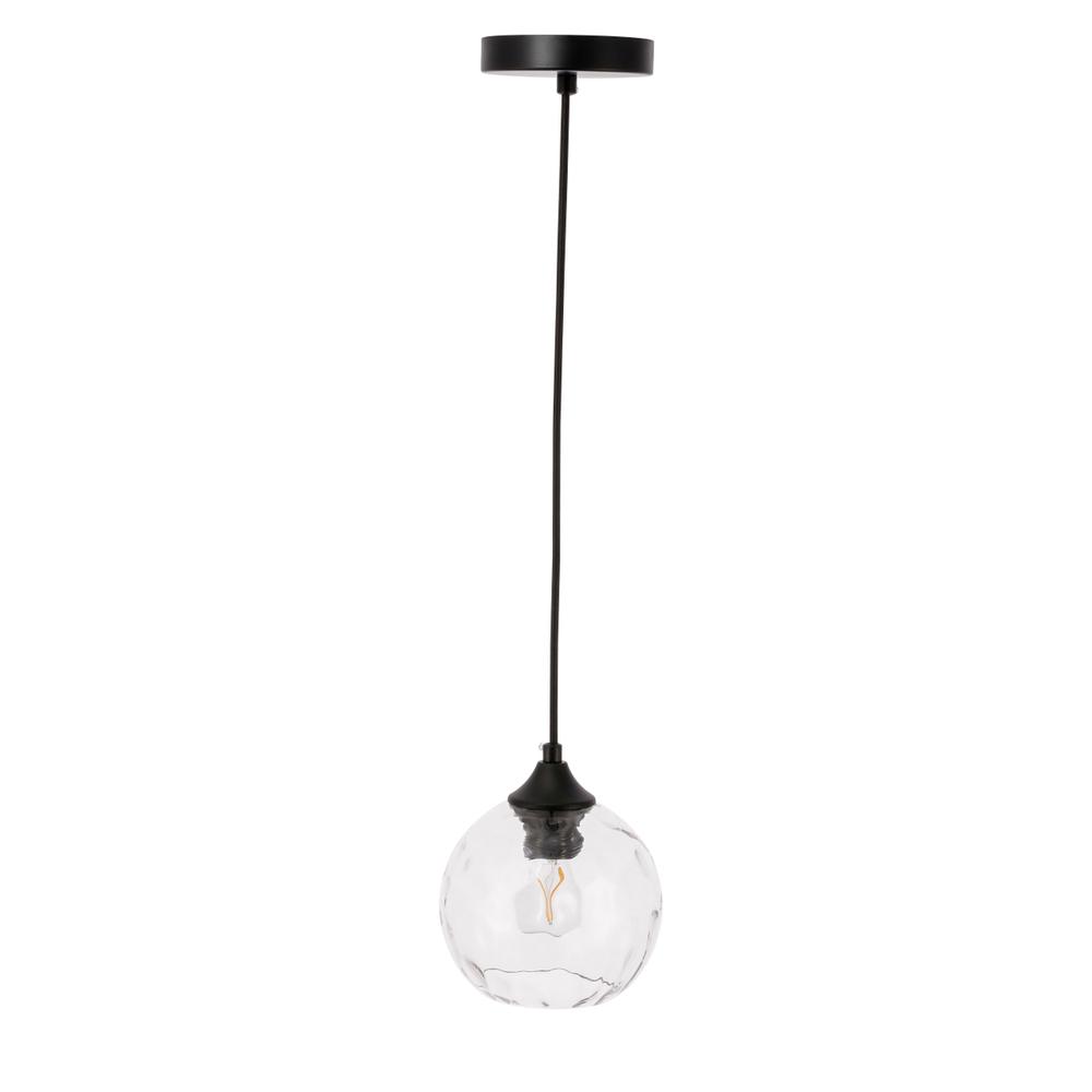 Cashel 1 Light Black And Clear Glass Pendant. Picture 4
