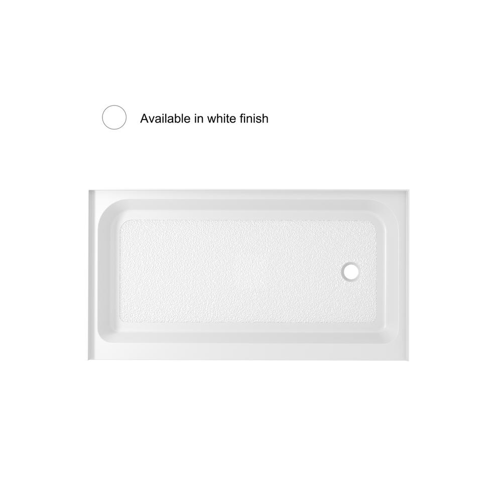 60X36 Inch Single Threshold Shower Tray Right Drain In Glossy White. Picture 12