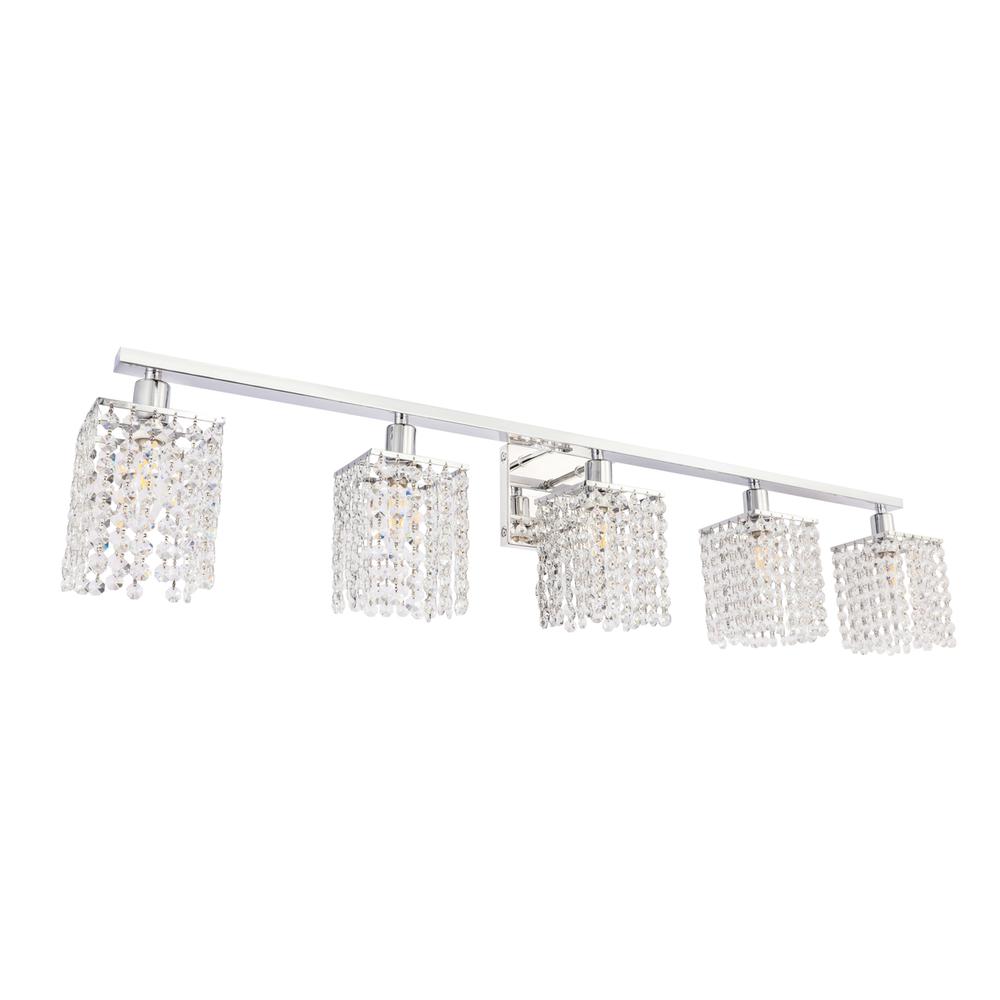 Phineas 5 Light Chrome And Clear Crystals Wall Sconce. Picture 5
