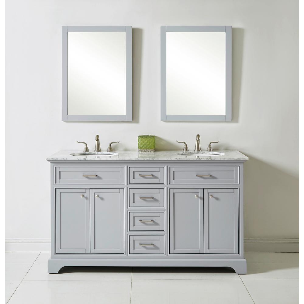 60 In. Double Bathroom Vanity Set In Light Grey. Picture 13