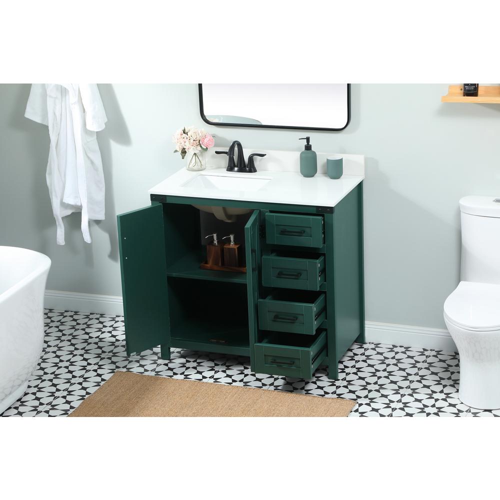 36 Inch Single Bathroom Vanity In Green With Backsplash. Picture 3