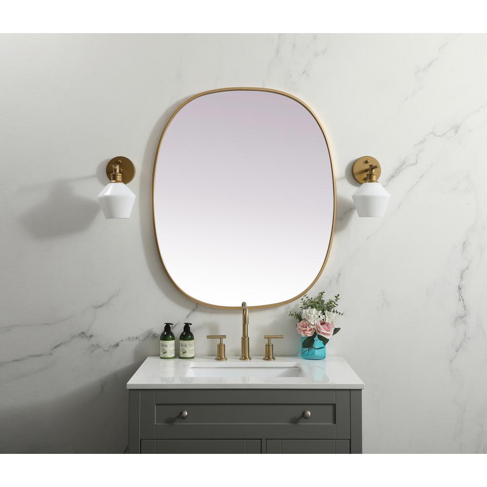 Metal Frame Oval Mirror 30X36 Inch In Brass. Picture 11