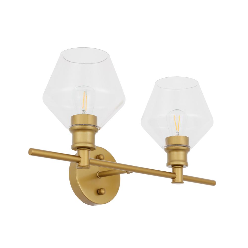 Gene 2 Light Brass And Clear Glass Wall Sconce. Picture 8