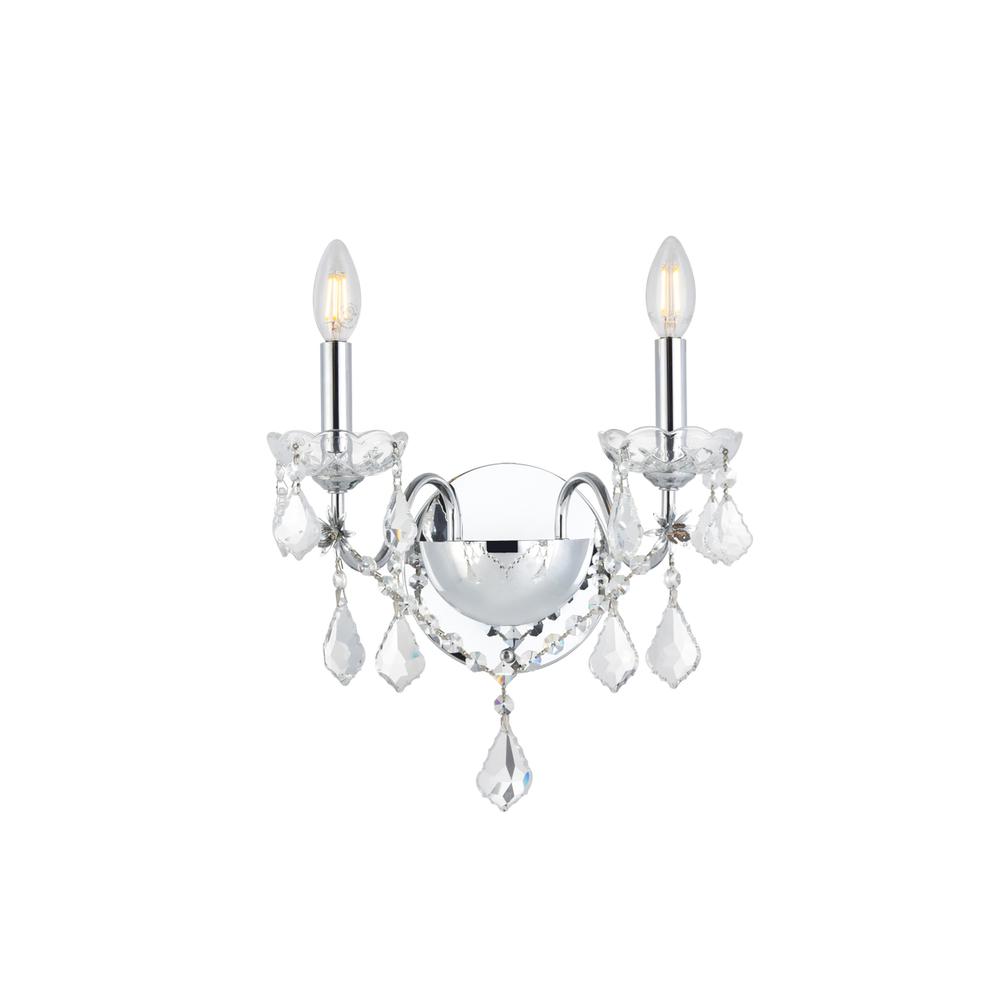 St. Francis 2 Light Chrome Wall Sconce Clear Royal Cut Crystal. Picture 1