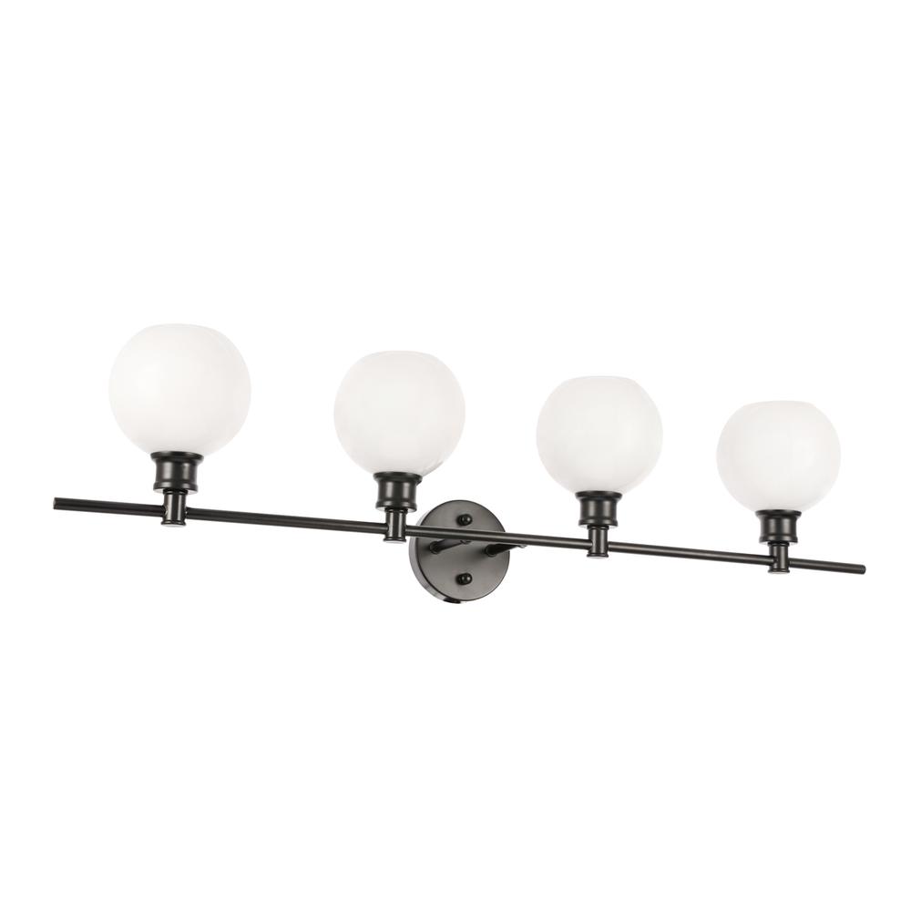 Collier 4 Light Black And Frosted White Glass Wall Sconce. Picture 4