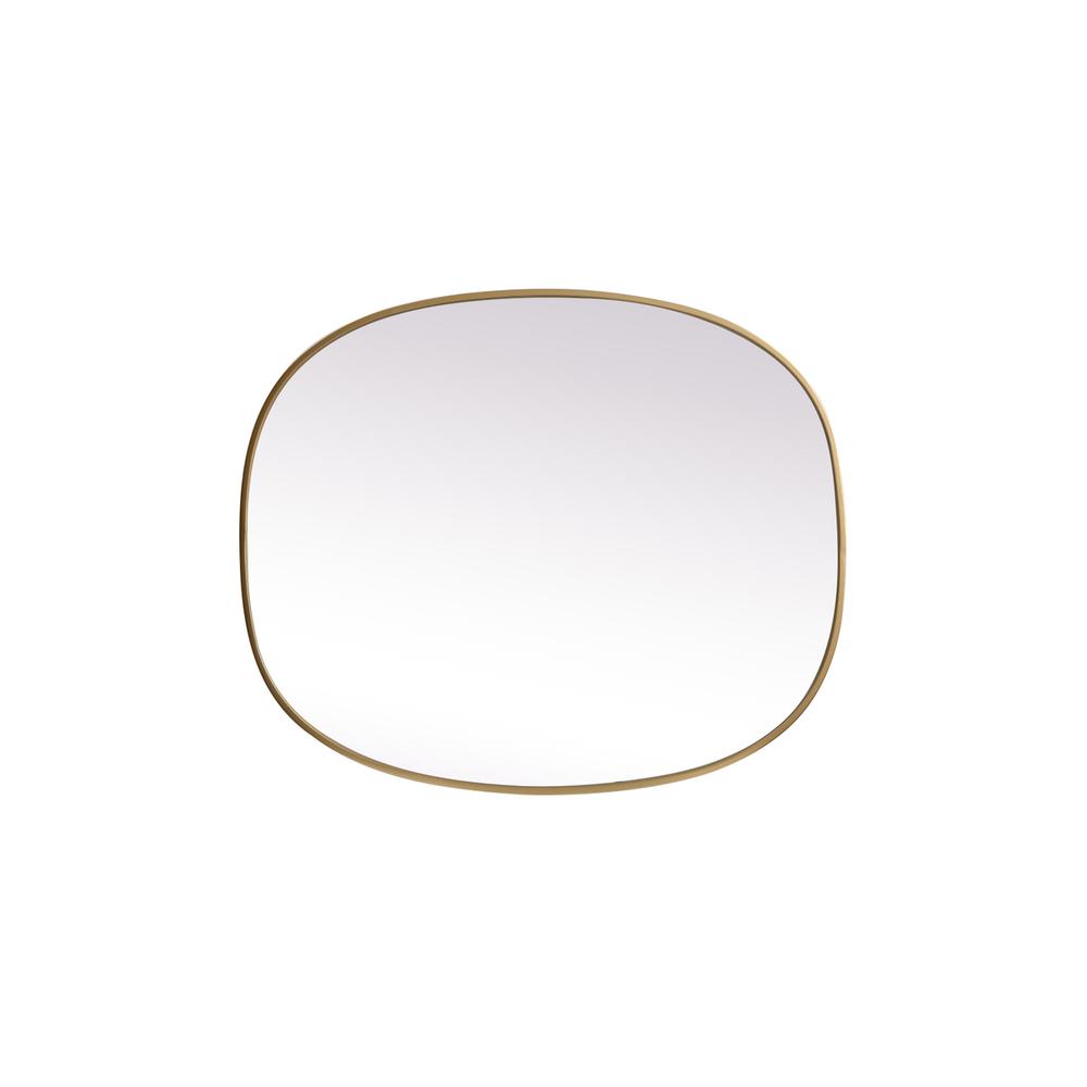 Metal Frame Oval Mirror 30X36 Inch In Brass. Picture 8