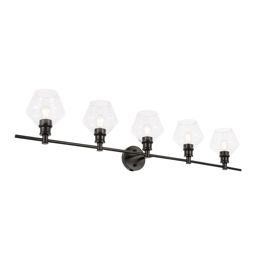 Gene 5 Light Black And Clear Glass Wall Sconce. Picture 5