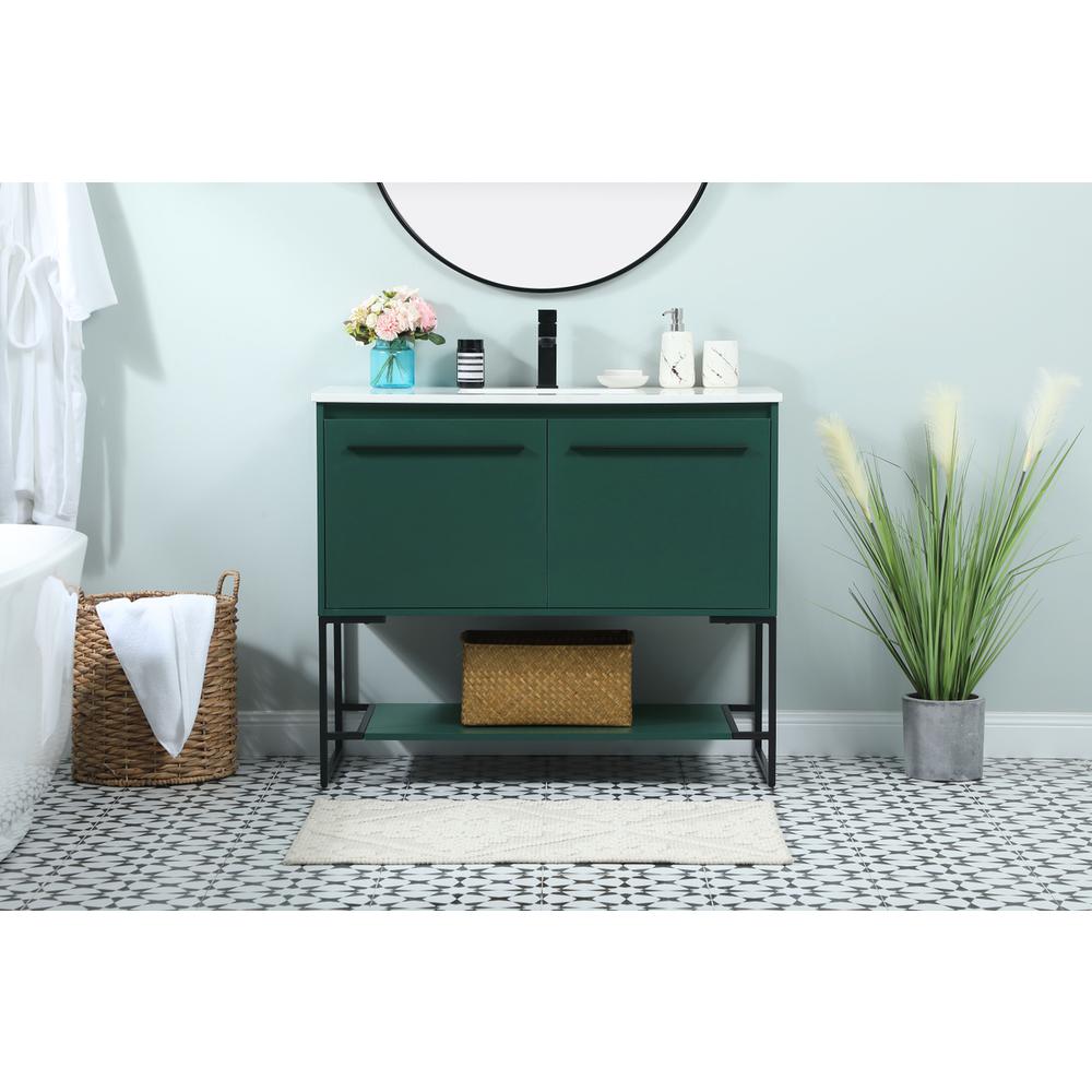 40 Inch Single Bathroom Vanity In Green. Picture 14