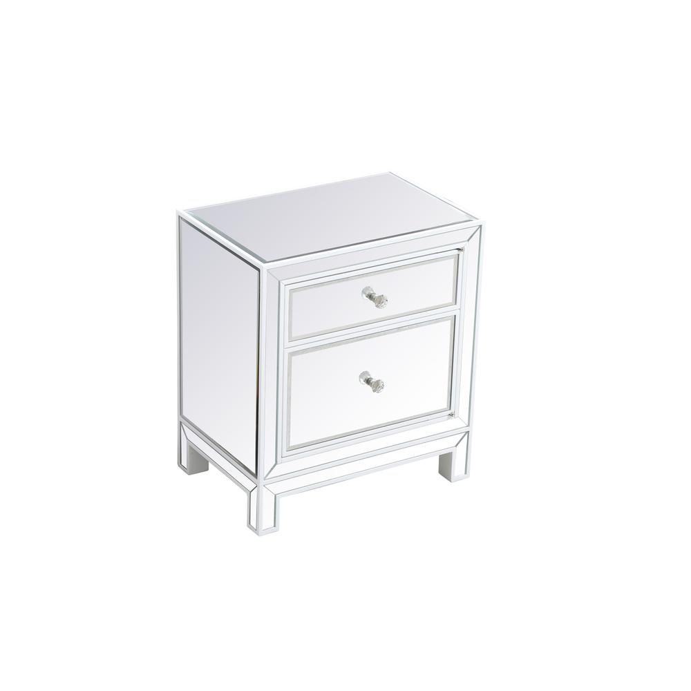 21 Inch Mirrored End Table In White. Picture 5