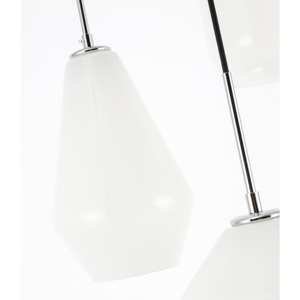Gene 3 Light Chrome And Frosted White Glass Pendant. Picture 9