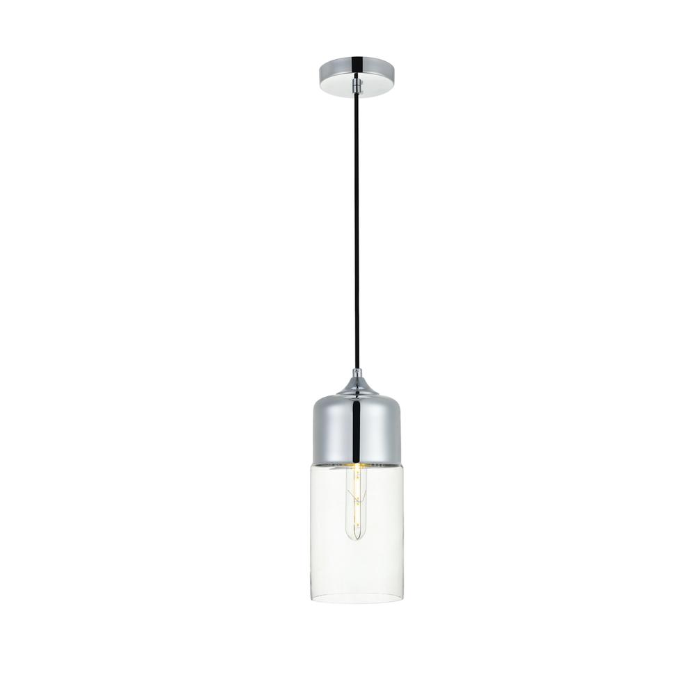 Ashwell 1 Light Chrome Pendant With Clear Glass. Picture 1