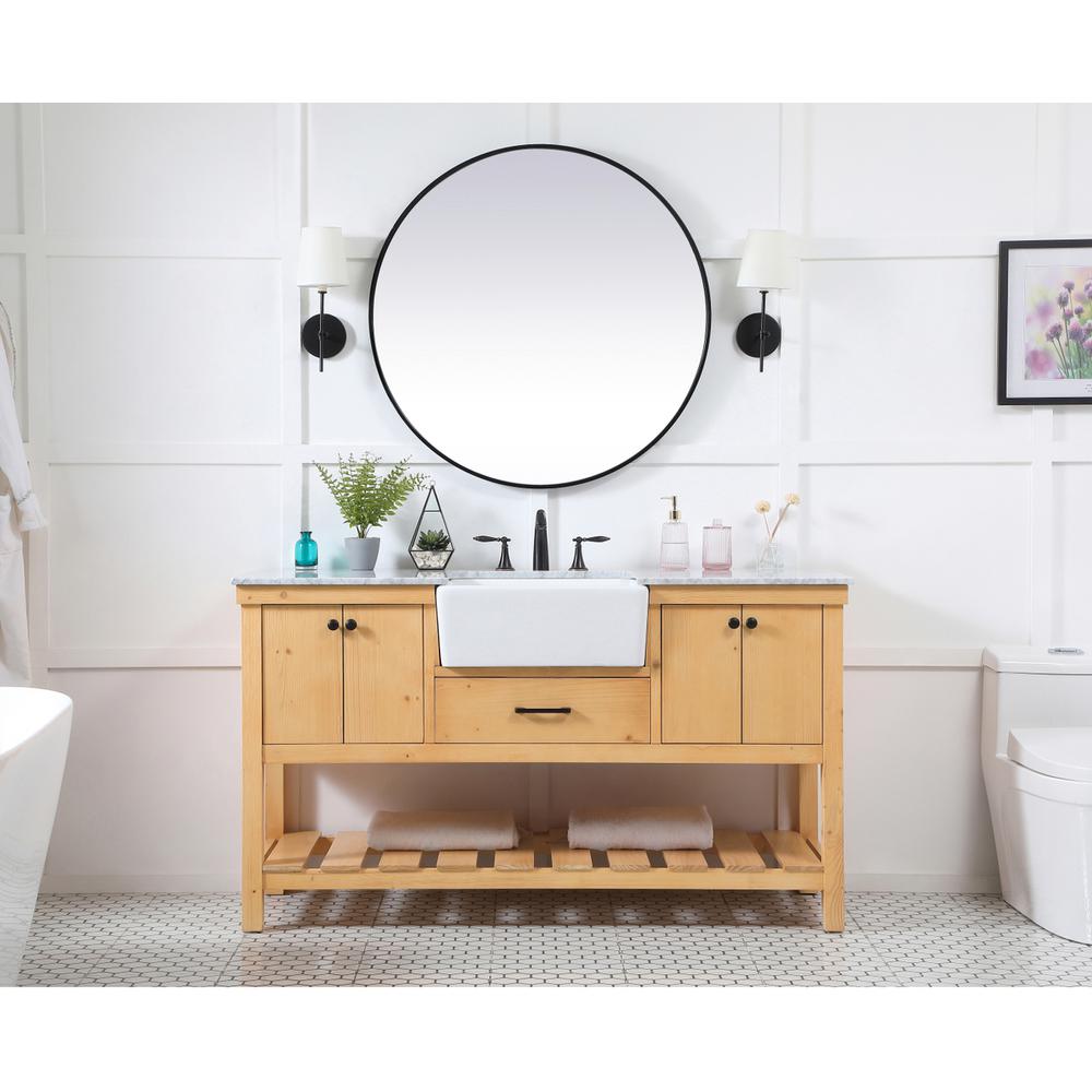 60 Inch Single Bathroom Vanity In Natural Wood. Picture 4