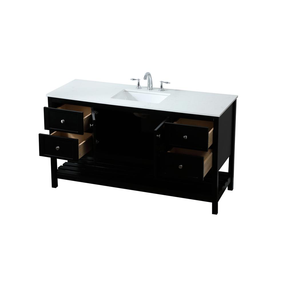 60 Inch Single Bathroom Vanity In Black. Picture 9
